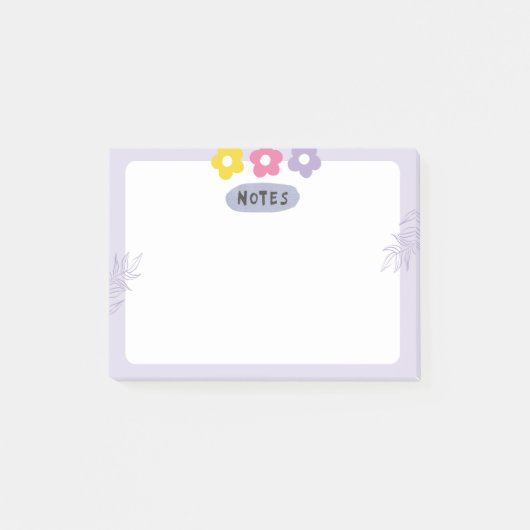 Lila Blumen-Notizzettel  Post-it Klebezettel (Vorderseite)