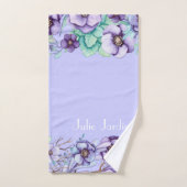 Lila Blumen - personalisiert Badhandtuch Set (Handtuch)