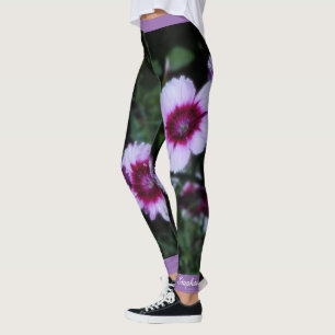 Lila Blumen, Personalisierter Name Yoga Übung  Leggings