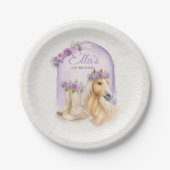 Lila Blumen Pferd Geburtstag Pappteller für Mädche (Vorderseite)