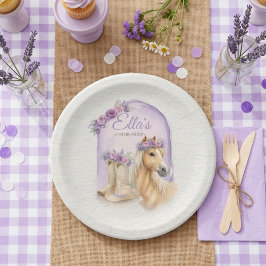 Lila Blumen Pferd Geburtstag Pappteller für Mädche