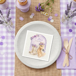 Lila Blumen Pferd Geburtstag Servietten für Mädche