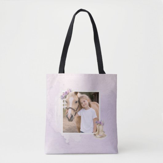 Lila Blumen Pferd-Tasche für Mädchen Tasche (Vorderseite)