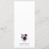 Lila Blumen, Pflaume, Blume, Brautparty Menükarte (Rückseite)