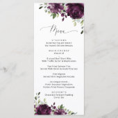 Lila Blumen, Pflaume, Blume, Brautparty Menükarte (Vorderseite)