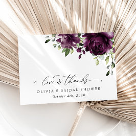 Lila Blumen, Pflaumenblumen, Boho, Brautparty Dankeskarte