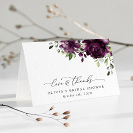 Lila Blumen, Pflaumenblumen, Boho, Brautparty Dankeskarte