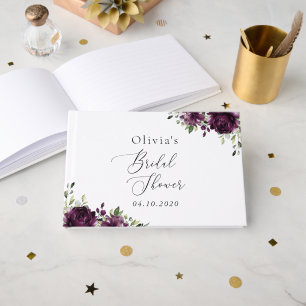 Lila Blumen, Pflaumenblumen, Boho, Brautparty Gästebuch