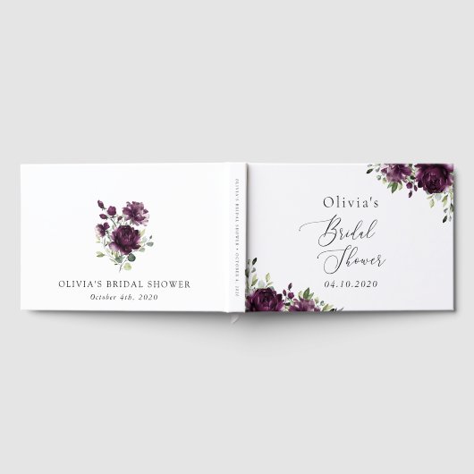 Lila Blumen, Pflaumenblumen, Boho, Brautparty Gästebuch (Voll)