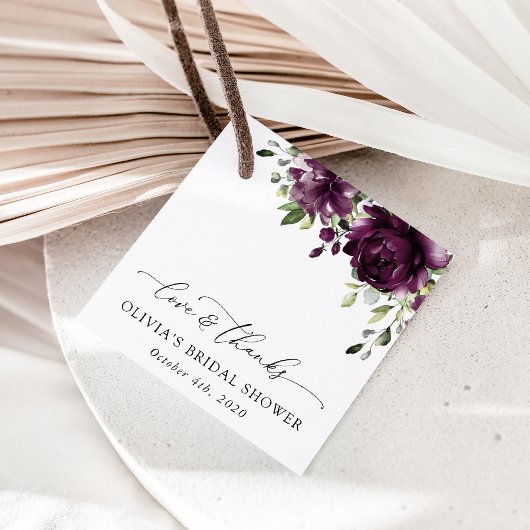 Lila Blumen, Pflaumenblumen, Boho, Brautparty Geschenkanhänger