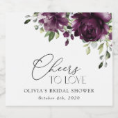 Lila Blumen, Pflaumenblumen, Boho, Brautparty Schaumweinetikett (Einzelnes Label)