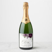 Lila Blumen, Pflaumenblumen, Boho, Brautparty Schaumweinetikett (Vorderseite)