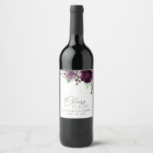 Lila Blumen, Pflaumenblumen, Boho, Brautparty Weinetikett (Vorderseite)