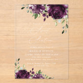 Lila Blumen, Pflaumenblumen, Boho, Sweet 16 Acryleinladungen (Vorderseite)