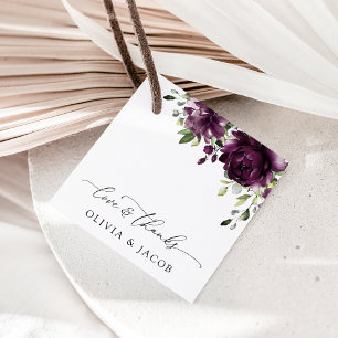 Lila Blumen, Pflaumenblüten, Boho, Florale Hochzei Geschenkanhänger