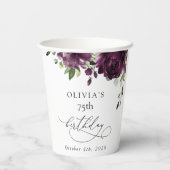 Lila Blumen, Pflaumenblüten, Boho, Geburtstag Pappbecher (Rückseite)