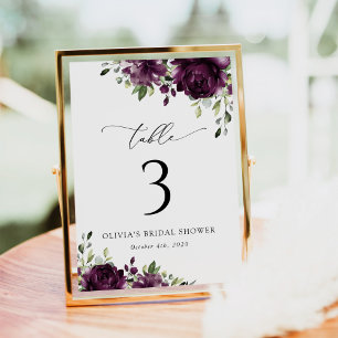 Lila Blumen, Pflaumenblüten, Boho, Tischnummern