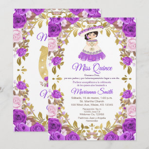 Lila Blumen Quinceanera-Einladung Einladung