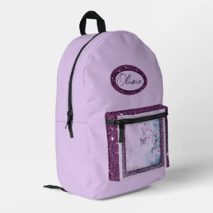 Lila Blumen, Rose, Glitzer Lavendel Rucksack