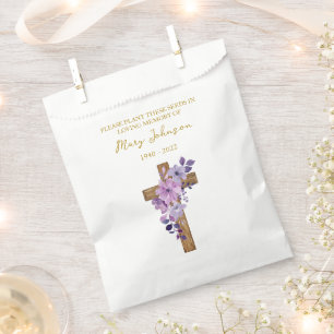 Lila-Blumen-Samenpäckchen im Trauerbeutel Geschenktütchen