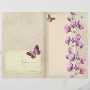 Lila Blumen & Schmetterling Journal Seite