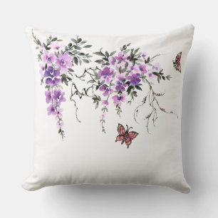 Lila Blumen-Schmetterling-Kissenbezug Kissen