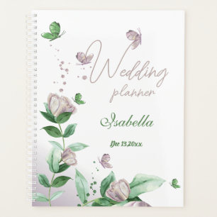 lila Blumen & Schmetterlinge Grünzeug Hochzeit Planer