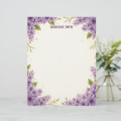 Lila-Blumen-Schreibwarenpapier Briefbogen (Stehend Vorderseite)