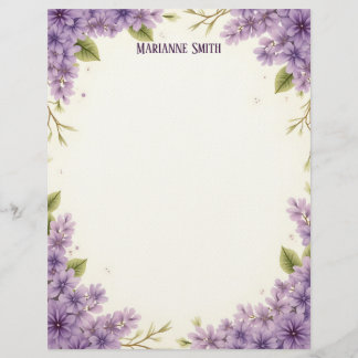 Lila-Blumen-Schreibwarenpapier Briefbogen