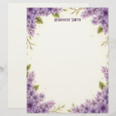 Lila-Blumen-Schreibwarenpapier Briefbogen (Vorne/Hinten)