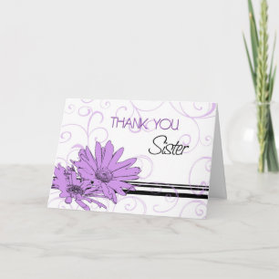 Lila Blumen Schwester Danke Brautjungfer Karte