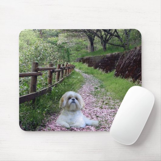 Lila Blumen Shih Tzu Mousepad (Mit Mouse)