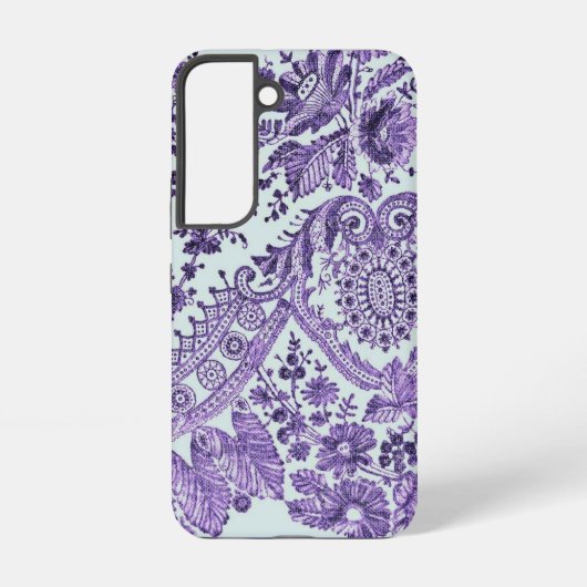 Lila Blumen-Spitzenmuster Samsung Galaxy Hülle (Rückseite)