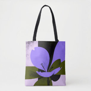 Lila-Blumen-Tasche – Moderne abstrakte Blumenmuste Tasche
