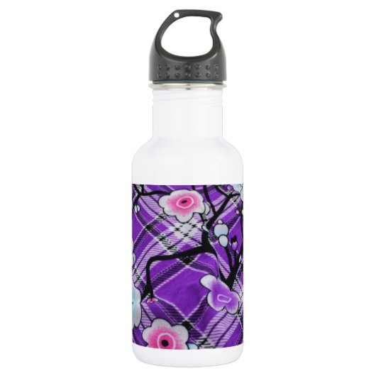 Lila Blumen Trinkflasche (Vorderseite)