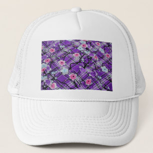 Lila Blumen Truckerkappe