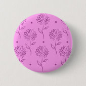 Lila-Blumen-Umrissmuster Button (Vorderseite)