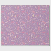 Lila-Blumen und Bogen Geschenkpapier (Flach)