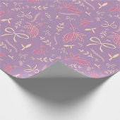 Lila-Blumen und Bogen Geschenkpapier (Ecke)