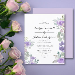 Lila Blumen- und Foliage Hochzeitseinladung