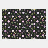 Lila Blumen und Foliage Muster Geschenkpapier Set (Vorderseite 3)