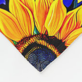 Lila Blumen und gelbe Sonnenblumen Fleecedecke (Ecke)