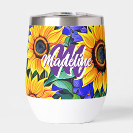 Lila Blumen und gelbe Sonnenblumen Personalisiert