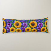 Lila Blumen und gelbe Sonnenblumen Seitenschläferkissen (Rückseite)