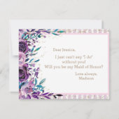 Lila Blumen und Gold werden Sie meine Trauzeugin s Einladung (Rückseite)