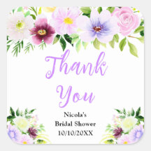 Lila Blumen und Laub Hochzeitsdusche Dankeschön