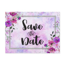 Lila Blumen- und Silber-Rahmen-Hochzeit Sichern Si