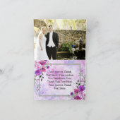 Lila Blumen- und Silberrahmen Hochzeit Vielen Dank Dankeskarte (Innenseite)