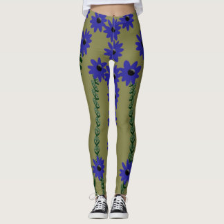 Lila Blumen und Stalks Leggings