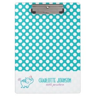 Lila Blumen und süßer kleiner Elefant Klemmbrett